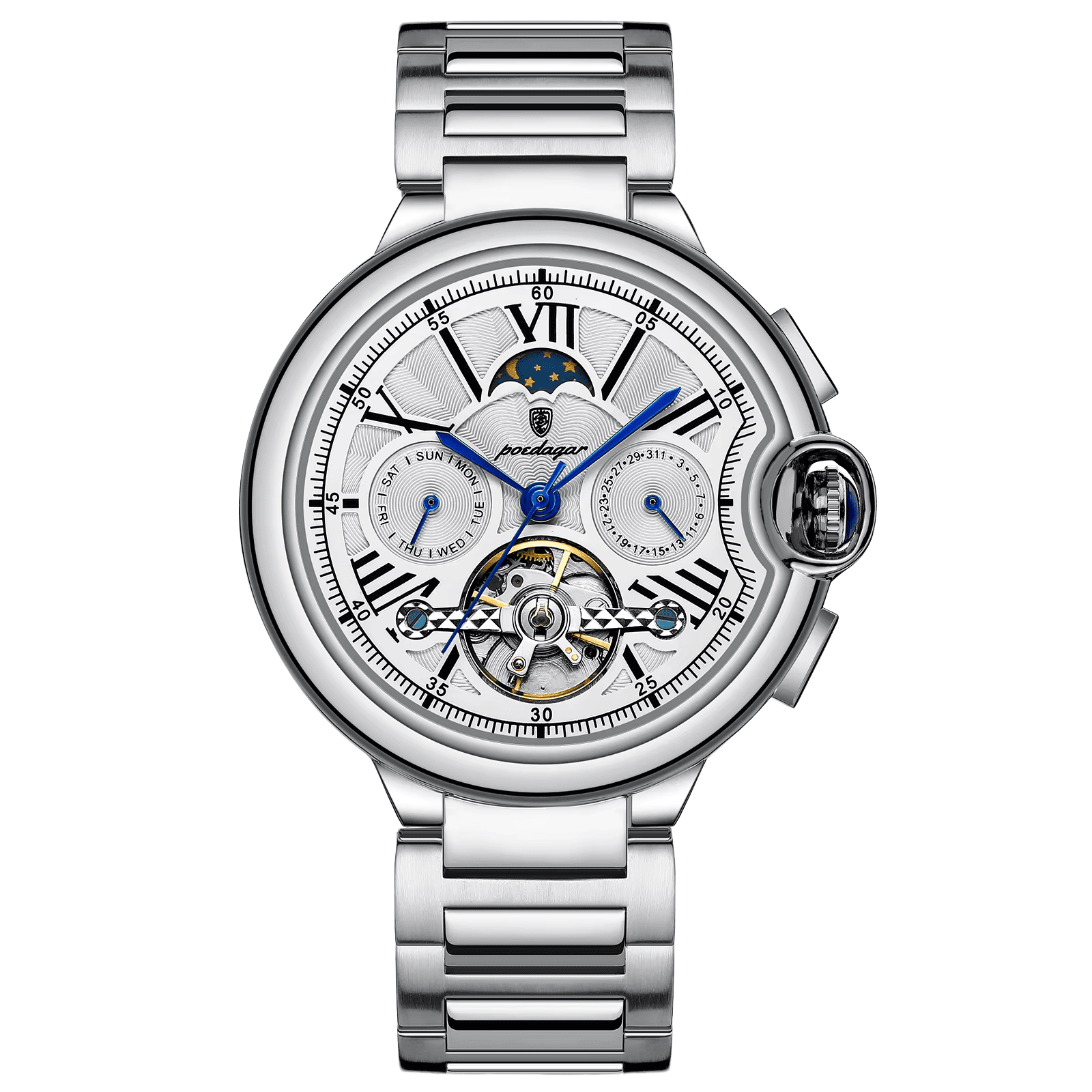 Relogio Automatico POEDAGAR Tourbillon Silver 1