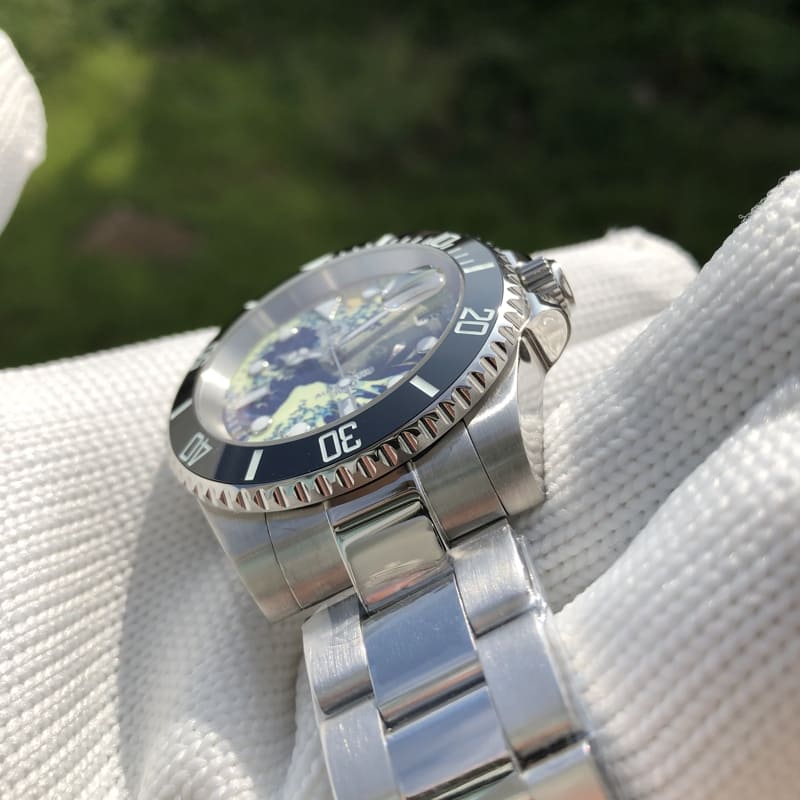 Relogio Automatico STEELDIVE Great Wave Sub Diver Watch Black 5