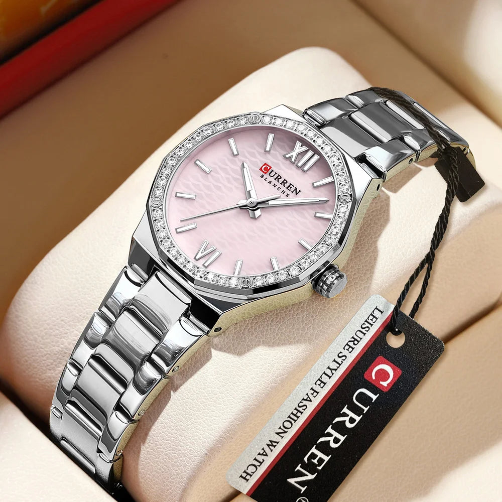 Relogio Feminino Prata Rose Quartzo CURREN 9103 3