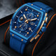 Relogio Masculino Azul Cronografo Tonneau 3