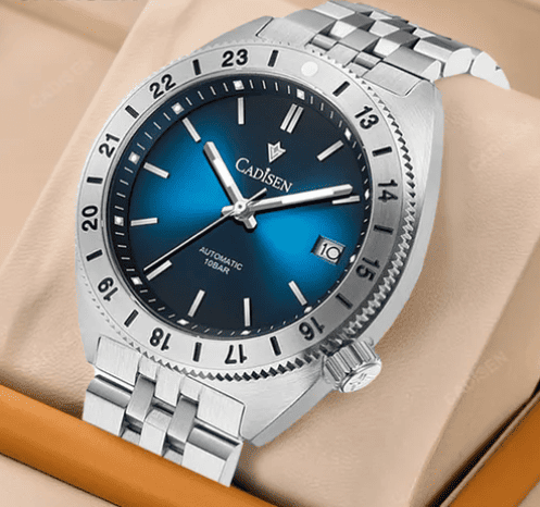 Relogio Masculino Prata Azul Mecanico CADISEN C8230 4