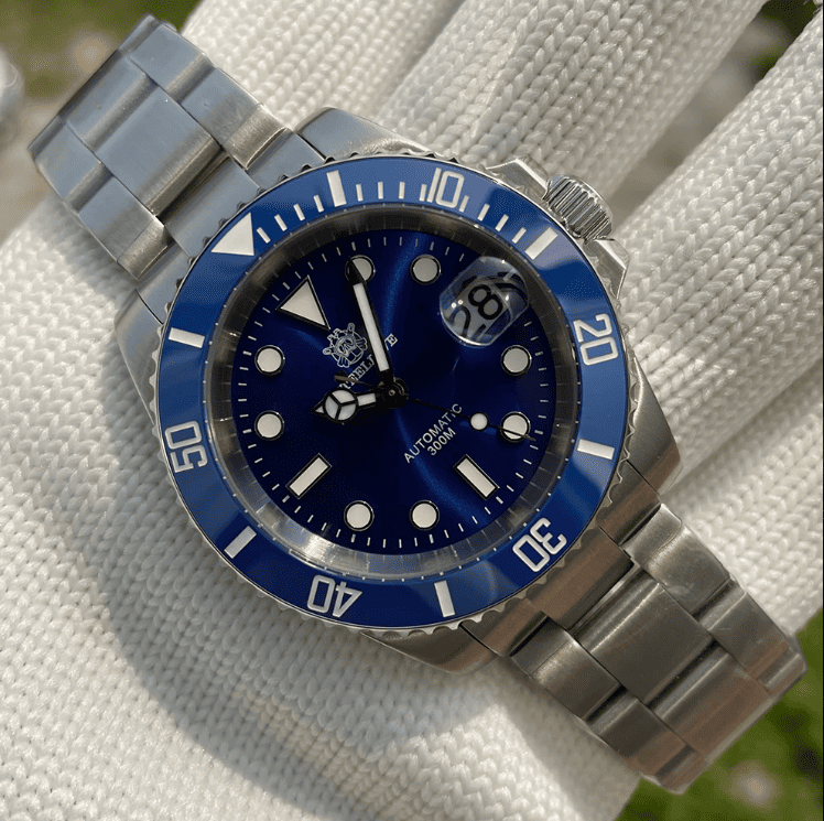 Relogio Masculino Prata Azul Mecanico STEELDIVE Submariner 3