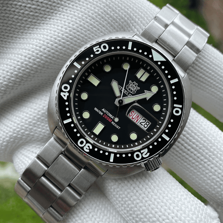 Relogio Masculino Prata Preto Mecanico STEELDIVE Turtle V2 4