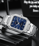 Relogio Masculino Prata Quadrado Azul Quartzo 8457 6
