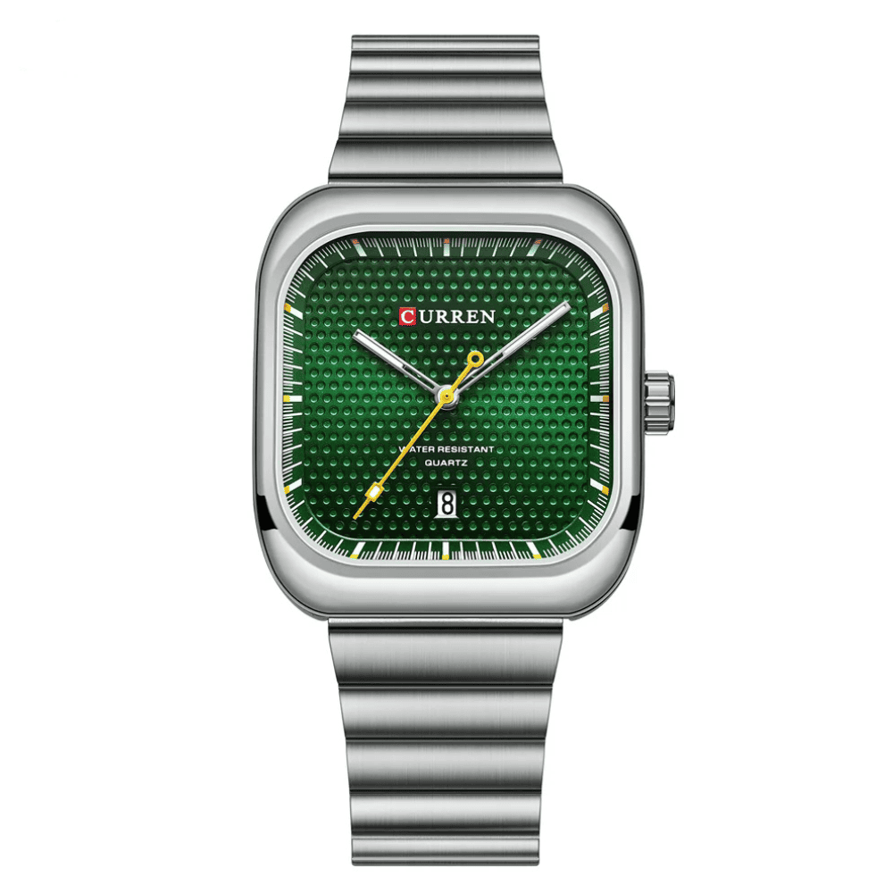 Relogio Masculino Prata Verde Quartzo 8460