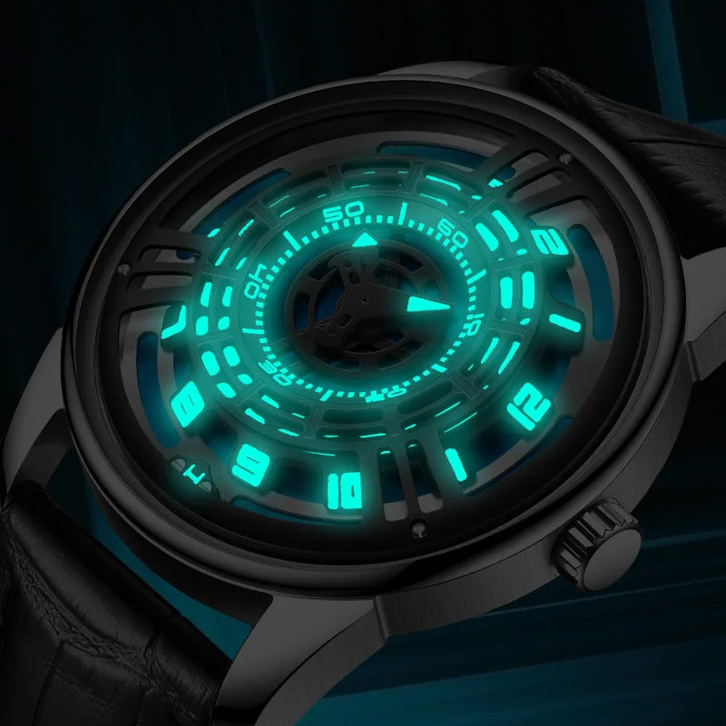 Relogio Masculino Preto Prata Mecanico PINDU Engine Concept 3