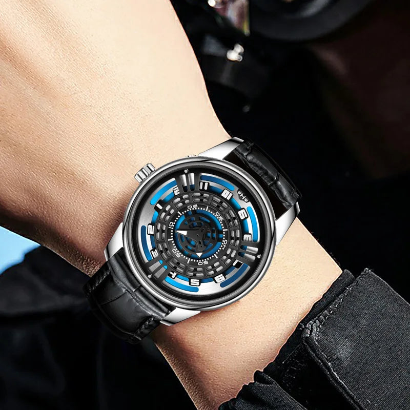 Relogio Masculino Preto Prata Mecanico PINDU Engine Concept 6