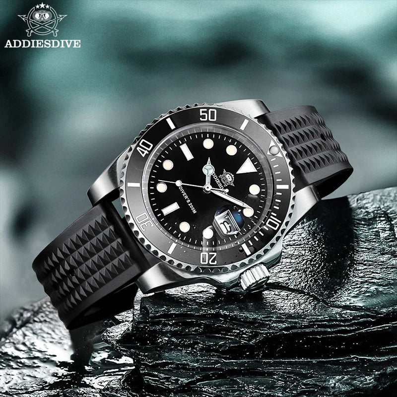 Relogio Masculino Pulseira de Silicone Preto Quartzo ADDIESDIVE Waffle 3