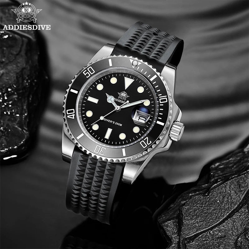 Relogio Masculino Pulseira de Silicone Preto Quartzo ADDIESDIVE Waffle 4