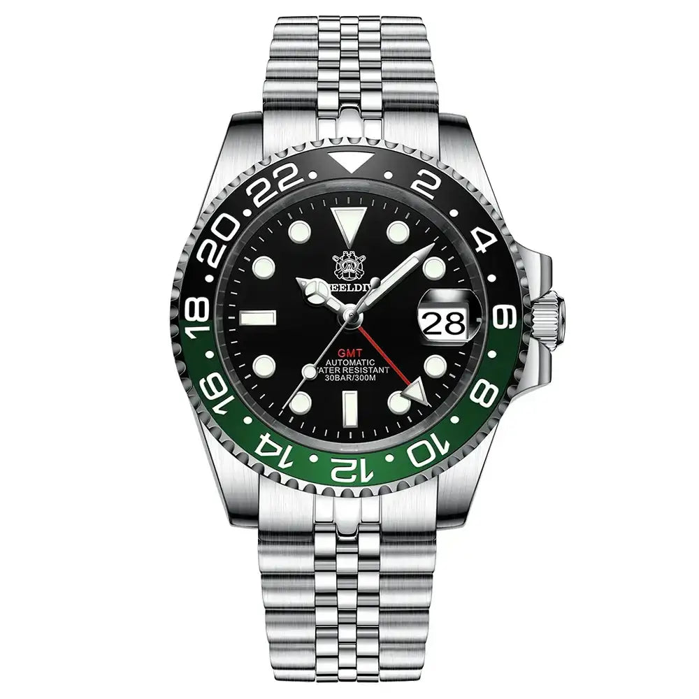 Relogio Mecanico Masculino GMT Watch V2 Black Green 1