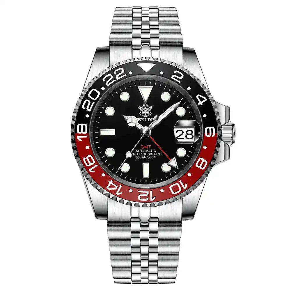 Relogio Mecanico Masculino GMT Watch V2 Black Red 1