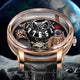 Relogio Mecanico Masculino Moon Phase Black Gold no frente 5
