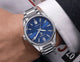 Relogio Mecanico Masculino Silver Blue Legacy Classic no pulso