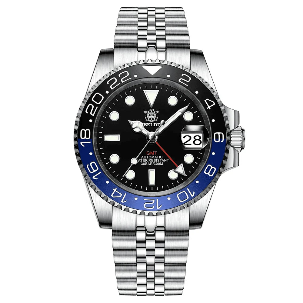 Relogio Mecanico Masculnio GMT Watch V2 Black Blue 1
