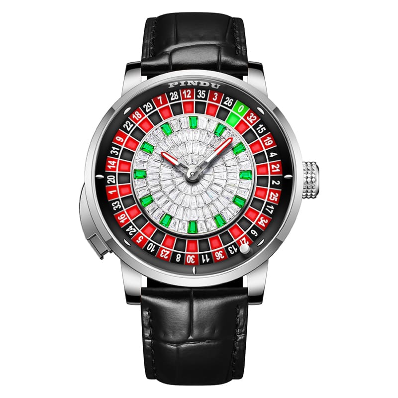 Relogio Mecanico Roulette Royale Black Silver frente