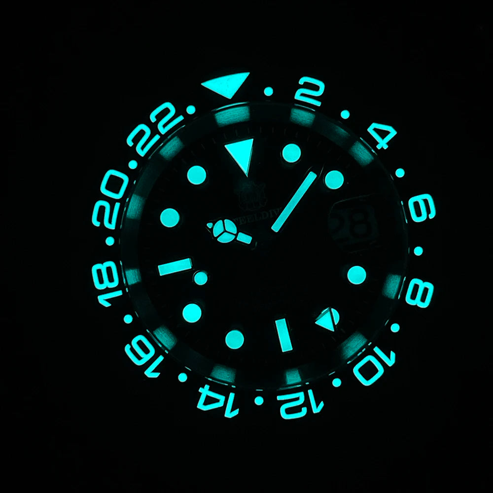 Relogio Mecanico STEELDIVE NH34 GMT 8