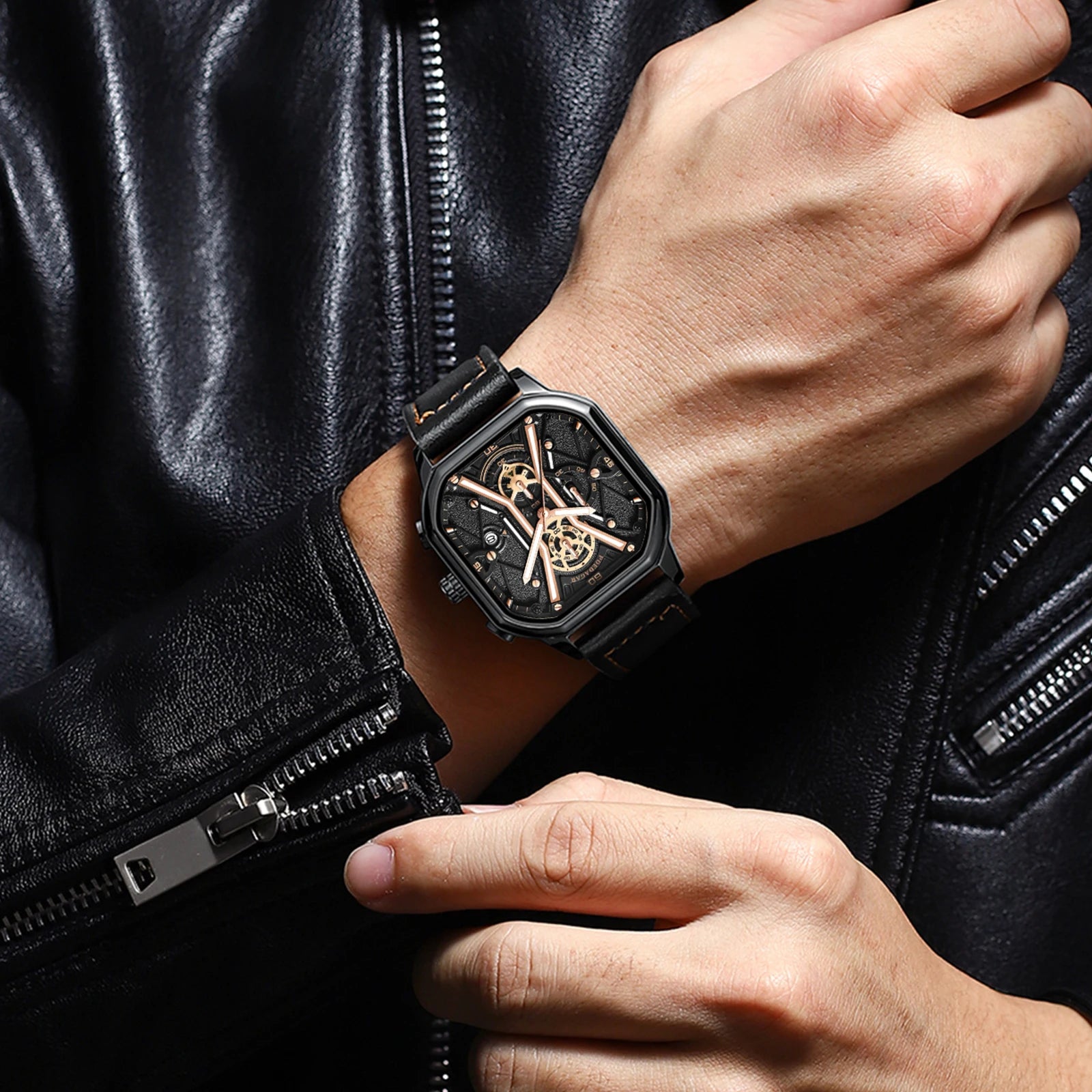 Relógio Quartz POEDAGAR Square Dial 3