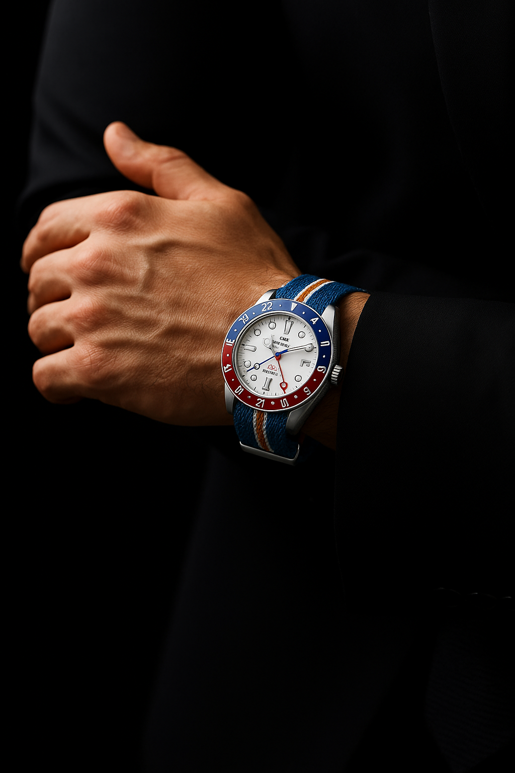 Relógio Quartz ADDIESDIVE Pepsi GMT Náilon