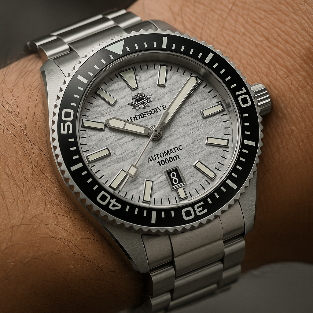 Relógio Mecânico ADDIESDIVE Meteorite Branco 1000m