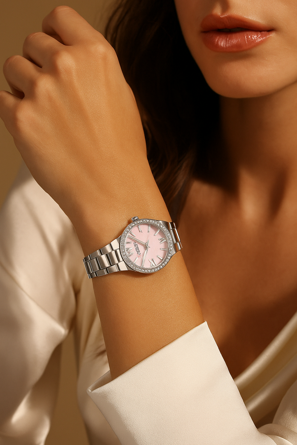 Relógio Quartz CURREN Feminino 9103 Blanche Rosa