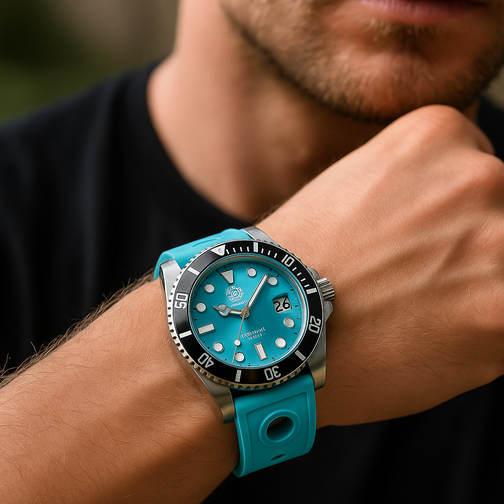 Relógio Mecânico STEELDIVE Submariner Turquoise Blue