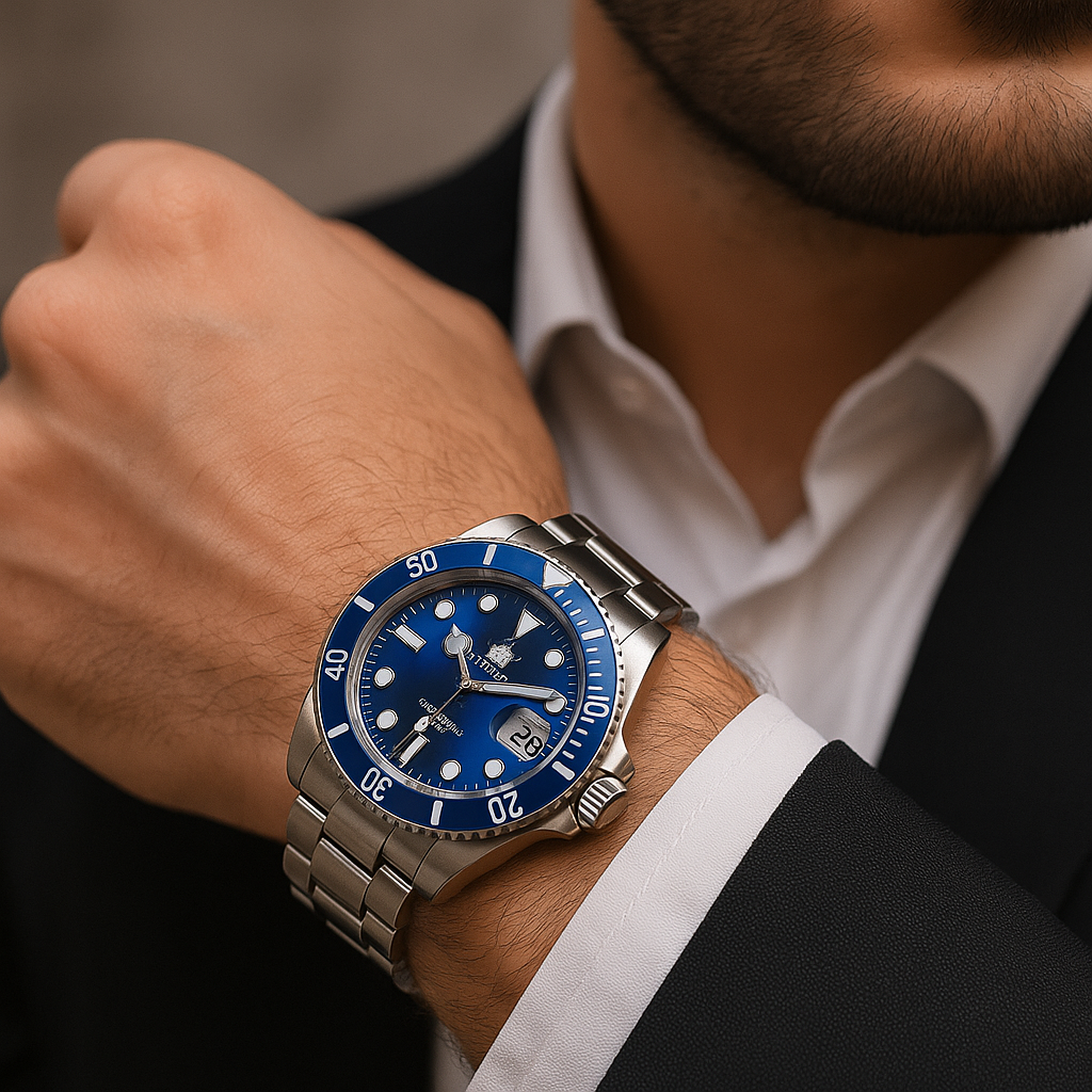 Relógio Mecânico STEELDIVE Submariner Blue