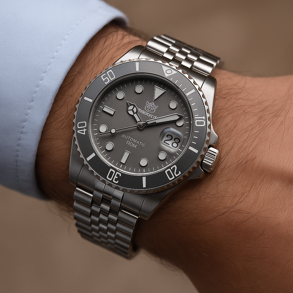 Relógio Mecânico STEELDIVE Submariner Silver