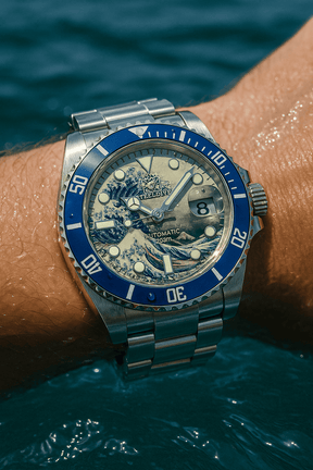 Relógio Automático STEELDIVE Great Wave Sub Diver Watch Blue