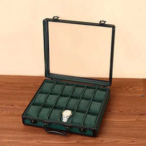 Maleta Porta Relogios Luxo em Liga Metalica Verde Veludo 2