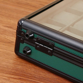 Maleta Porta Relogios Luxo em Liga Metalica Verde Veludo 3