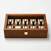 Porta Relogio Feminino em Madeira com Tampa de Vidro 1