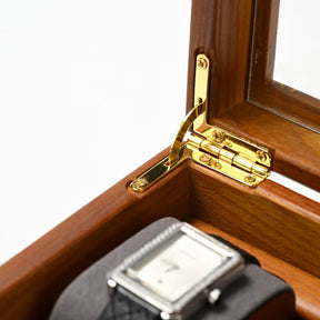 Porta Relogio Feminino em Madeira com Tampa de Vidro 6