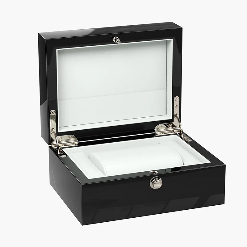 Porta Relogio Masculino Premium de Madeira Verniz Preto 1