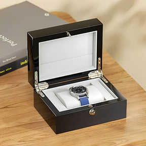 Porta Relogio Masculino Premium de Madeira Verniz Preto 4
