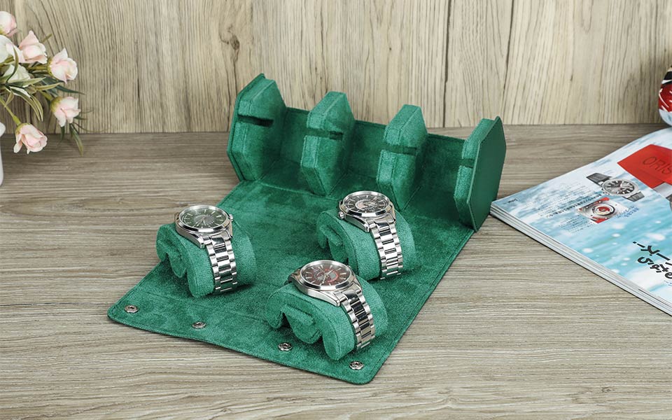 Porta Relogios Masculino de Couro Genuíno Verde 3