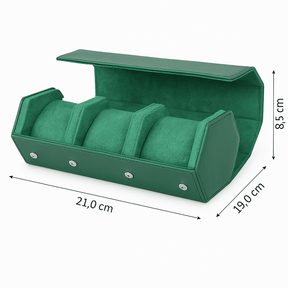 Porta Relogios Masculino de Couro Genuíno Verde 6