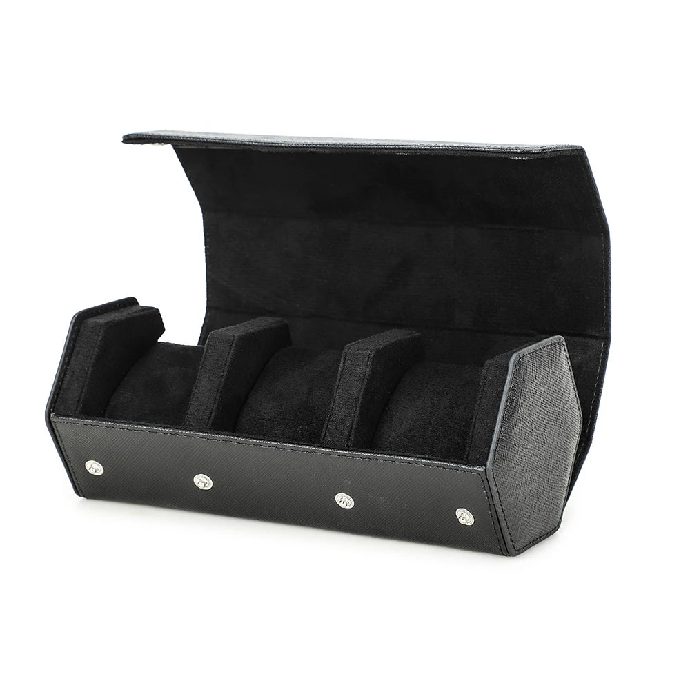 Porta Relogios Masculino de Couro Genuino Preto 1