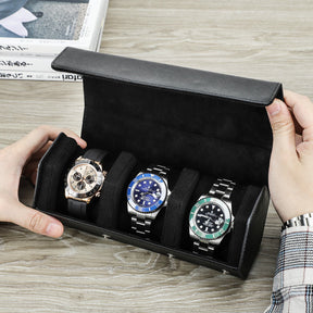 Porta Relogios Masculino de Couro Genuino Preto 2