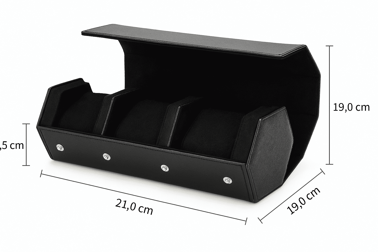 Porta Relogios Masculino de Couro Genuino Preto 5