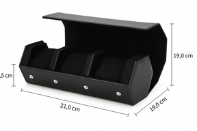 Porta Relogios Masculino de Couro Genuino Preto 5