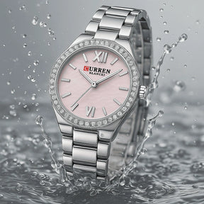 Relógio Feminino Prata Rose Quartzo 9103 11