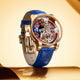 Relógio Masculino Dourado Azul Mecânico Celestial 11