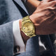 Relogio Automatico Maculino Gold Day-Date no pulso