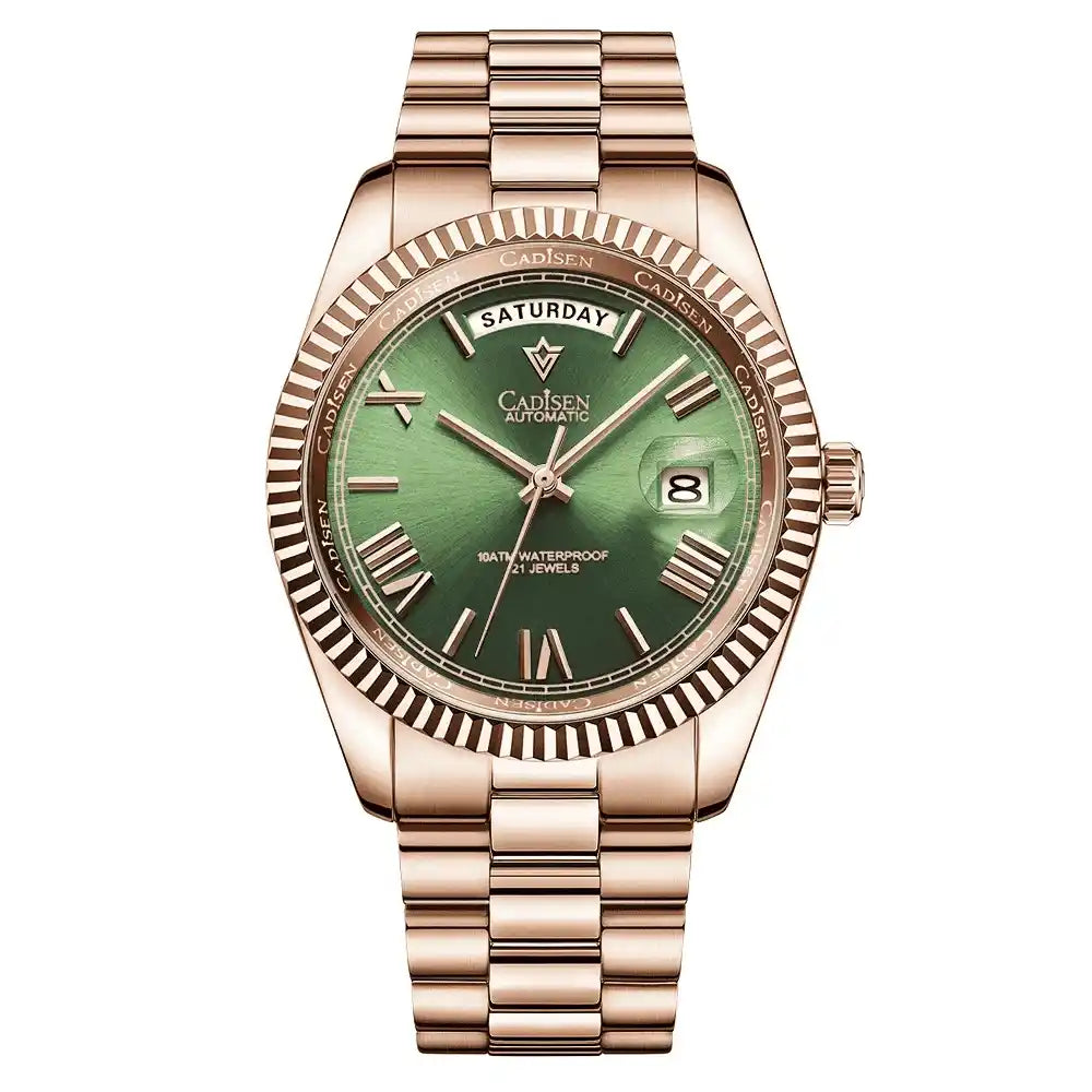 Relogio Automatico Maculino Rose Green Day Date 1