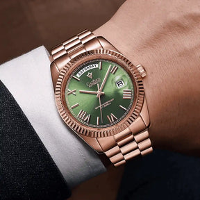 Relogio Automatico Maculino Rose Green Day Date 4