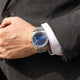 Relogio Automatico Maculino Silver Blue Day-Date no pulso 2