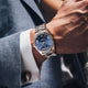 Relogio Automatico Maculino Silver Blue Day-Date no pulso