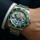 Relogio Automatico Masculino Great Wave Silver Green no pulso