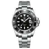 Relogio Automatico Masculino Silver Black Submariner frente