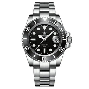 Relogio Automatico Masculino Silver Black Submariner frente